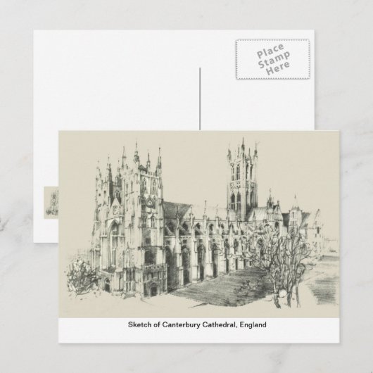 Schets van Canterbury Cathedral, Engeland Briefkaart (Voorkant / Achterkant)