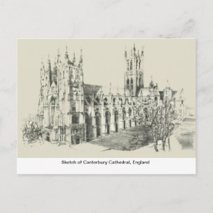 Schets van Canterbury Cathedral, Engeland Briefkaart