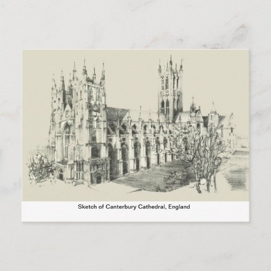 Schets van Canterbury Cathedral, Engeland Briefkaart (Voorkant)