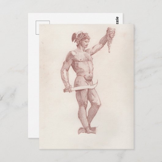 Schets van Cellini's Perseus met Hoofd van Medusa Briefkaart (Voorkant / Achterkant)
