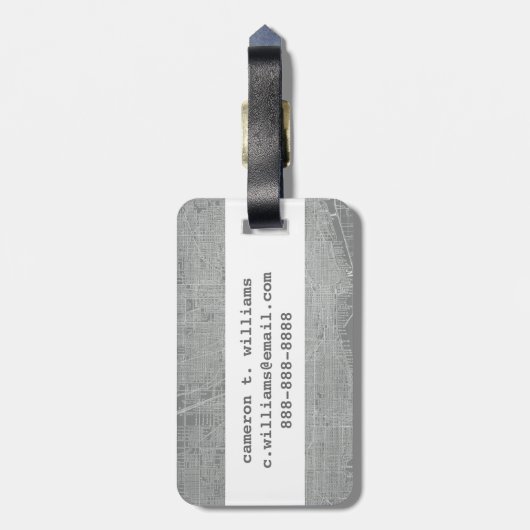 Schets van Chicago City Map Bagagelabel (Achterkant verticaal)