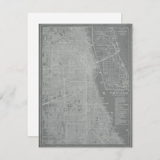 Schets van Chicago City Map Briefkaart (Voorkant / Achterkant)
