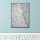 Schets van Chicago City Map Canvas Afdruk (Insitu (Houten vloer))