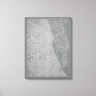Schets van Chicago City Map Canvas Afdruk