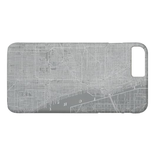 Schets van Chicago City Map Case-Mate iPhone Case (Achterkant (Horizontaal))