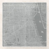 Schets van Chicago City Map Glazen Onderzetter (Voorkant)