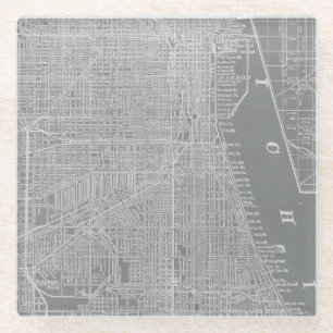Schets van Chicago City Map Glazen Onderzetter