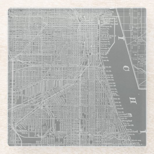 Schets van Chicago City Map Glazen Onderzetter (Voorkant)
