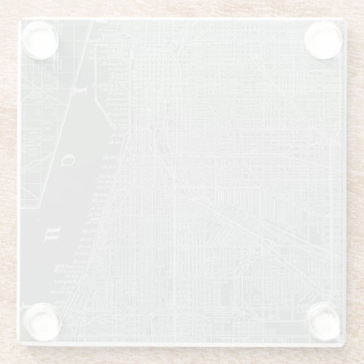 Schets van Chicago City Map Glazen Onderzetter (Achterkant)