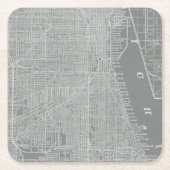 Schets van Chicago City Map Kartonnen Onderzetters (Voorkant)