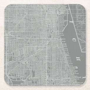 Schets van Chicago City Map Kartonnen Onderzetters