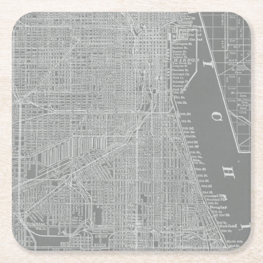 Schets van Chicago City Map Kartonnen Onderzetters (Voorkant)
