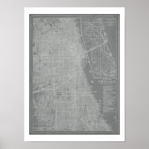 Schets van Chicago City Map Poster