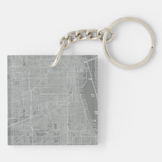 Schets van Chicago City Map Sleutelhanger (Achterkant)