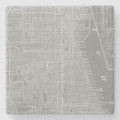 Schets van Chicago City Map Stenen Onderzetter (Voorkant)