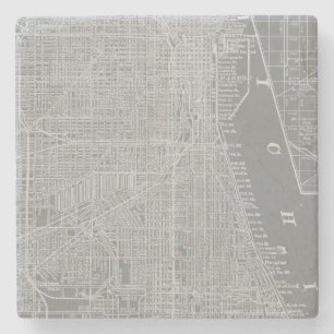 Schets van Chicago City Map Stenen Onderzetter