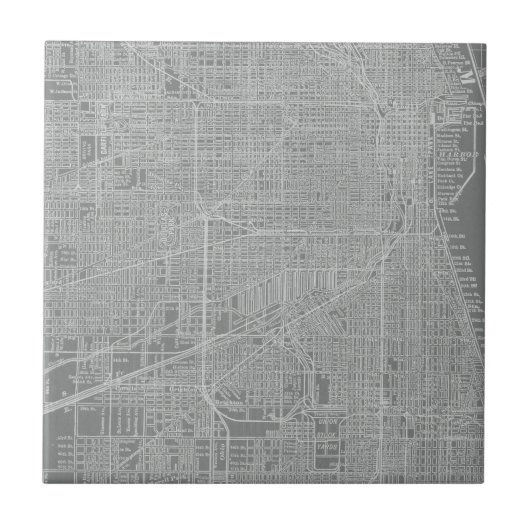 Schets van Chicago City Map Tegeltje (Voorkant)