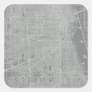 Schets van Chicago City Map Vierkante Sticker