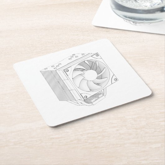 Schets van computer processor koeler kartonnen onderzetters (Schuin)