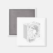 Schets van computer processor koeler magneet (Voorkant / Achterkant)