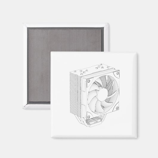 Schets van computer processor koeler magneet (Voorkant / Achterkant)