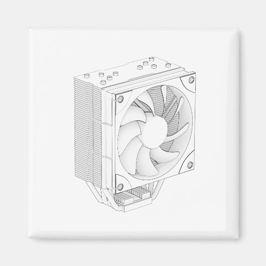 Schets van computer processor koeler magneet (Voorkant)