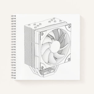 Schets van computer processor koeler notitieboek