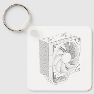 Schets van computer processor koeler sleutelhanger
