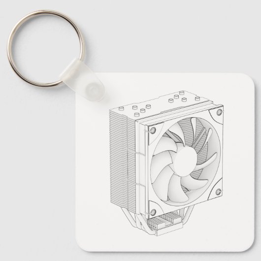 Schets van computer processor koeler sleutelhanger (Voorkant)