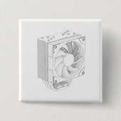 Schets van computer processor koeler vierkante button 5,1 cm (Voorkant)