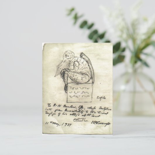 Schets van Cthulhu door Briefkaart van Lovecraft (Staand voorkant)