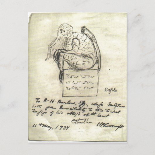 Schets van Cthulhu door Briefkaart van Lovecraft (Voorkant)
