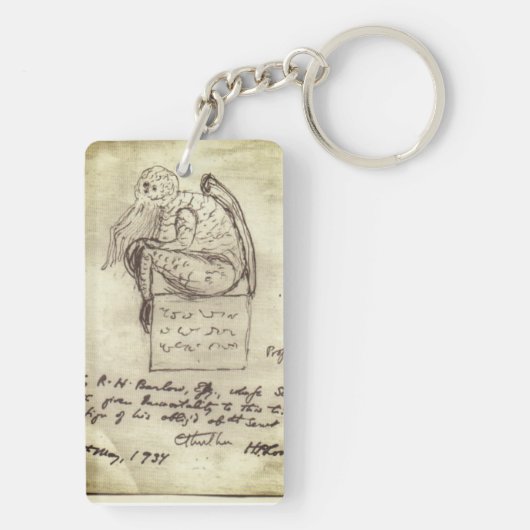 Schets van Cthulhu door Lovecraft Sleutelhanger (achterkant)
