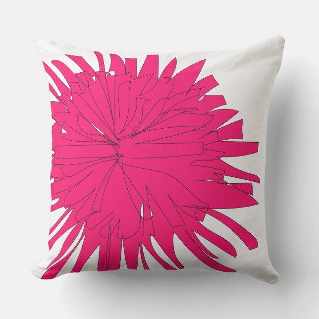Schets van Dandelion uit onze tuin in fuchsia Buitenkussen (Voorkant)