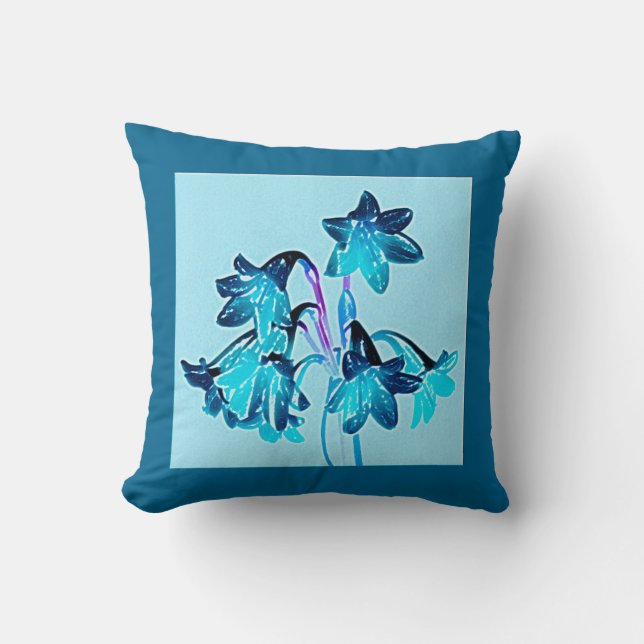 Schets van Daylilies - Cobalt en Sky Blue Kussen (Voorkant)