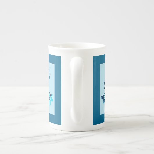 Schets van Daylilies - Cobalt en Sky Blue Porselein Kop (Achterkant)