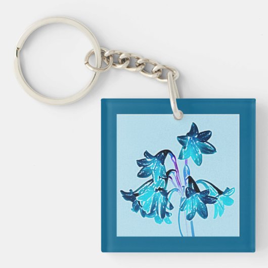 Schets van Daylilies - Cobalt en Sky Blue Sleutelhanger (Voorkant)