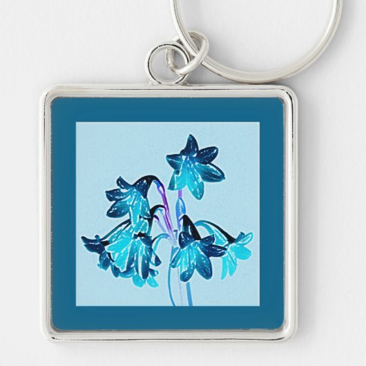 Schets van Daylilies - Cobalt en Sky Blue Sleutelhanger (Voorkant)