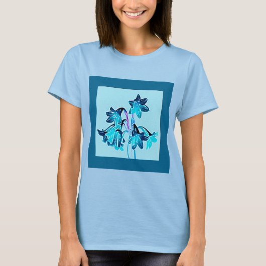 Schets van Daylilies - Cobalt en Sky Blue T-shirt (Voorkant)