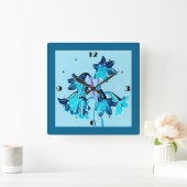 Schets van Daylilies - Cobalt en Sky Blue Vierkante Klok (Huis)