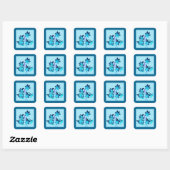 Schets van Daylilies - Cobalt en Sky Blue Vierkante Sticker (Vel)