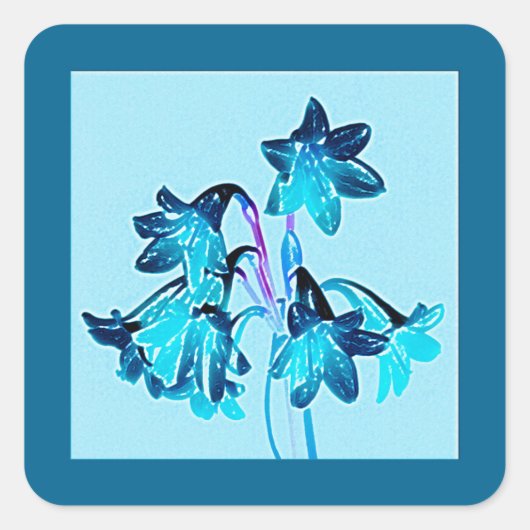 Schets van Daylilies - Cobalt en Sky Blue Vierkante Sticker (Voorkant)