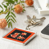 Schets van Daylilies - Mandarijns oranje en Rust Sleutelhanger (Zijkant)