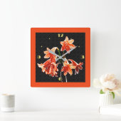 Schets van Daylilies - Mandarijns oranje en Rust Vierkante Klok (Huis)