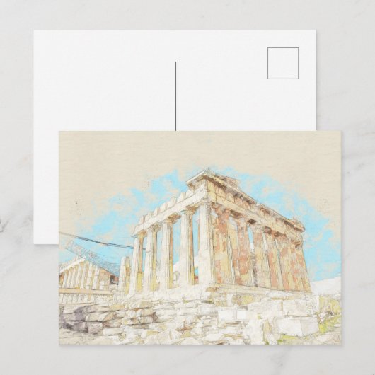 Schets van de Acropolis Hill in Athene, Griekenlan Briefkaart (Voorkant / Achterkant)