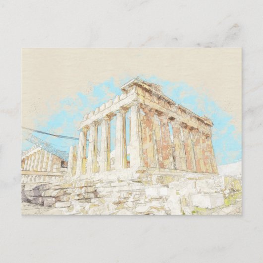 Schets van de Acropolis Hill in Athene, Griekenlan Briefkaart (Voorkant)