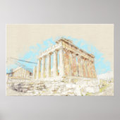 Schets van de Acropolis Hill in Athene, Griekenlan Poster (Voorkant)