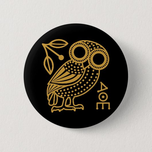 Schets van de Atheense Owl van het Oude Grieks Ronde Button 5,7 Cm (Voorkant)