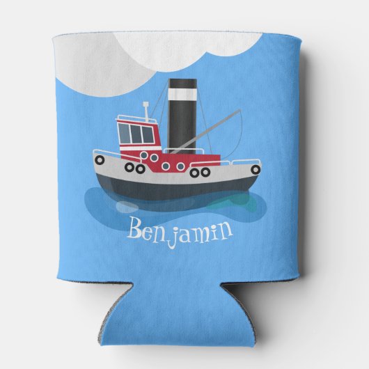 Schets van de cartoon van de rode trawlvisserij blikjeskoeler (Achterkant)