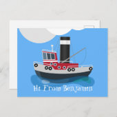 Schets van de cartoon van de rode trawlvisserij briefkaart (Voorkant / Achterkant)